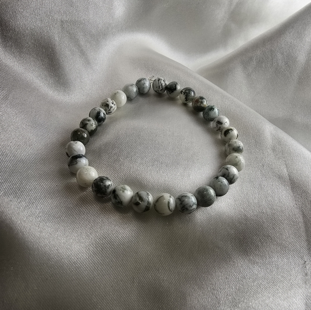 Natural Tree Agate Beaded Bracelet | Abundance & Connection to Nature